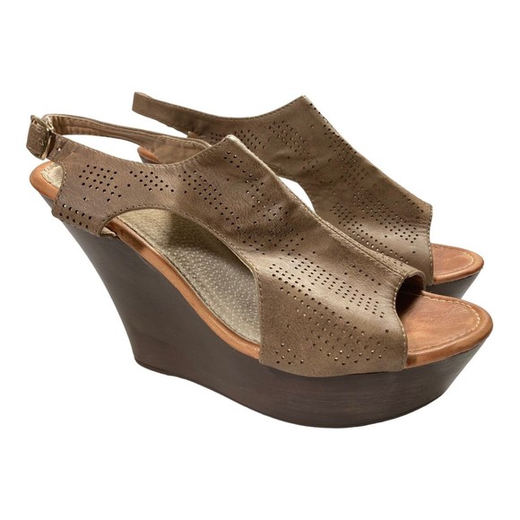 Kayleen By Los Angeles "Belliza-8" Cocoa Platform Sandals Shoes Heels Women's 10 - Picture 1 of 9